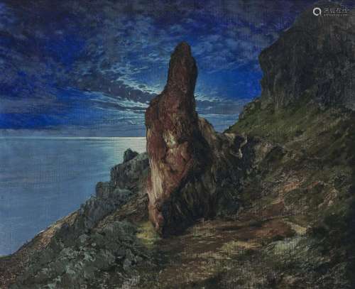 SPAUN, PAUL VON Rocky Coast in the Moonlight