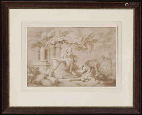 ITALIAN SCHOOL 17th/18th century - Holy Family during the Rest on the Flight into Egypt