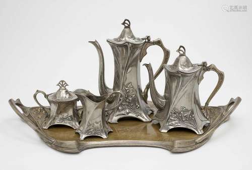 A COFFEE AND TEA SERVICE, FIVE WMF PIECES Geislingen, after 1909