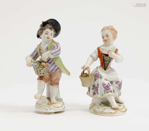 TWO GARDENING CHILDREN Meissen, after model by J. J. Kändler