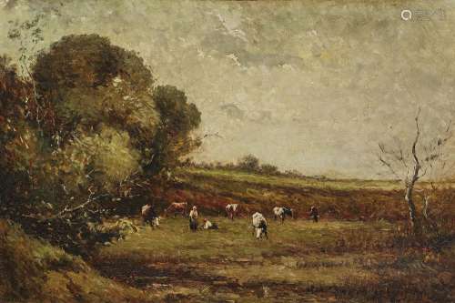 DUPRÉ, JULES Pasture Landscape with Shepherds and Cows