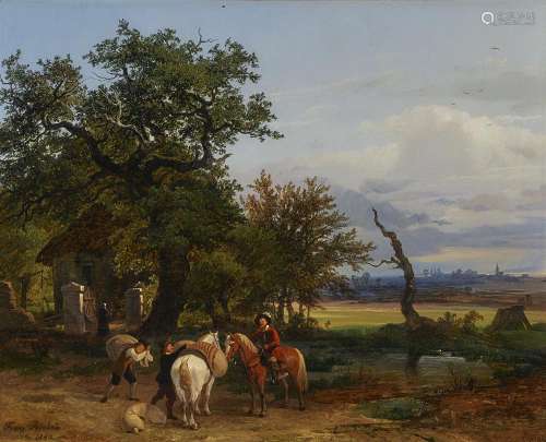 REINHOLD, FRANZ 1816 - Vienna - 1893 Landscape with Rider