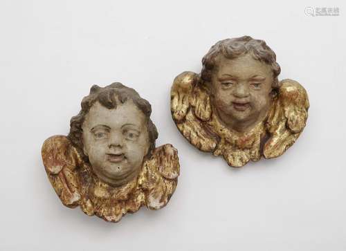 A PAIR OF WINGED PUTTO HEADS South German, beginning of the 18th century