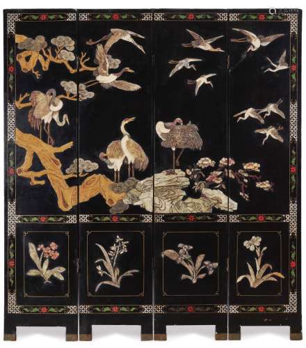 A ROOM DIVIDER, FOUR-PART China