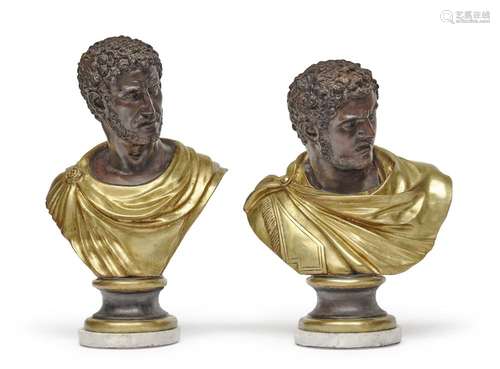 A PAIR OF ROMAN EMPEROR BUSTS In antique style