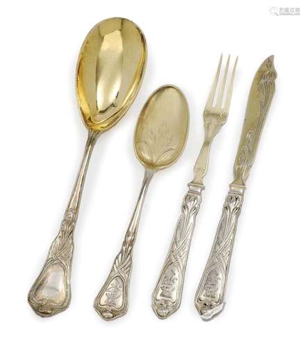 DESSERT CUTLERY ''AUTUMN CROCUS'', 20 PIECES Wilkens & Sons Hemelingen, circa 1902, Design by Heinrich Vogeler