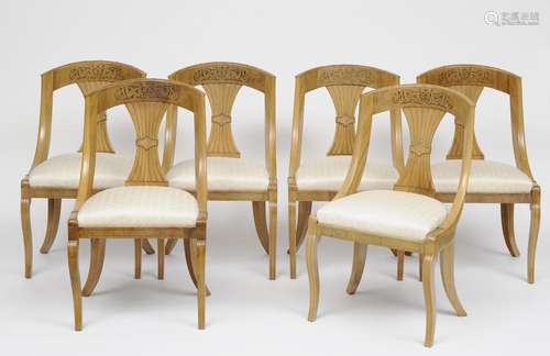 SET OF SIX GONDOLA CHAIRS France, Charles X circa 1820