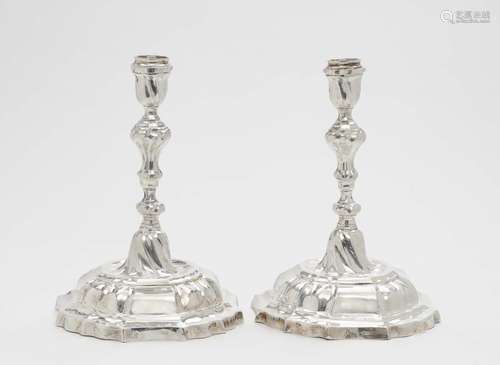 A PAIR OF CANDLESTICKS Augsburg, 1753 - 1757, Johann Balthasar Heckenauer