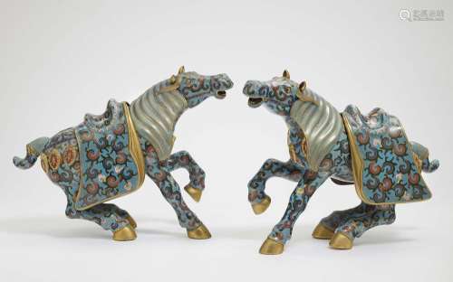 A PAIR OF CLOISONNÉ HORSES China