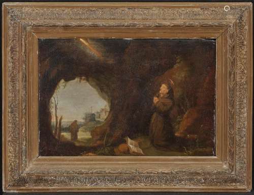 DUTCH SCHOOL 17th century - Praying Monk in a Rock Cave