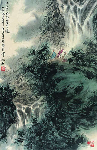 傅抱石 山水人物 纸本