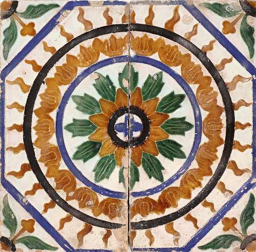 TWO HISPANIC-MOORISH TILES