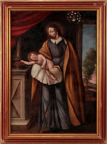 SPANISH SCHOOL, 18TH CENTURY, SAINT JOSEPH WITH THE CHILD