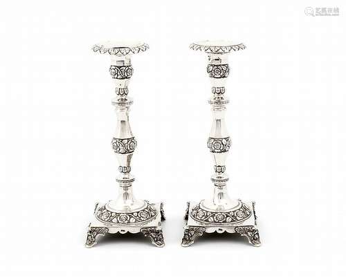 PAIR OF ROMANTIC CANDLESTICKS