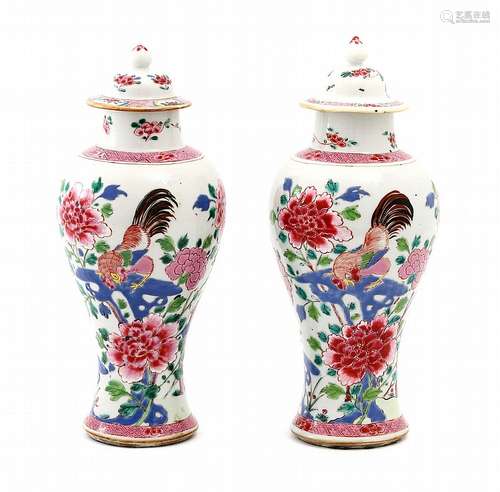 PAIR OF POTS WITH COVERS