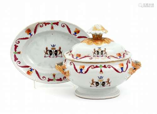 SMALL TUREEN WITH A PLATTER, WITH COATS-OF-ARMS