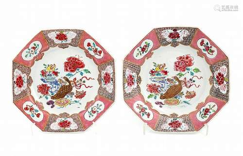 PAIR OF OCTAGONAL PLATES