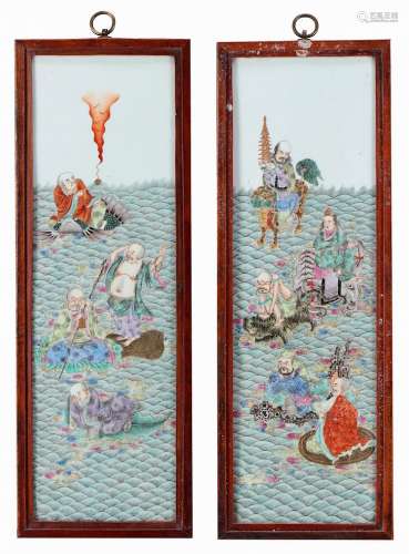 PAIR OF ORIENTAL HANGING PLAQUES