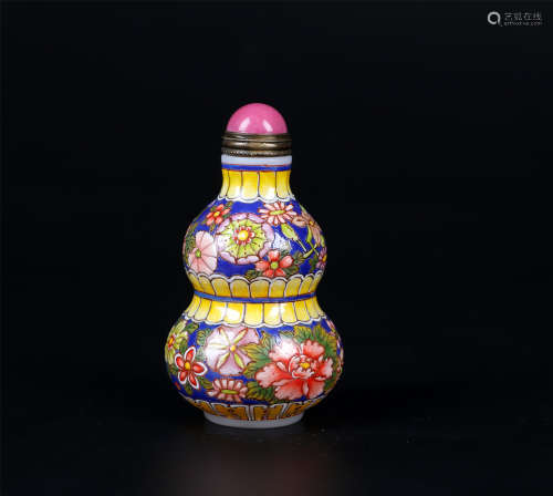 CHINESE ENAMLE GLASS GOURD SNUFF BOTTLE