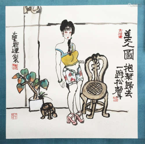 CHINESE SCROLL PAINTING OF BEAUTY