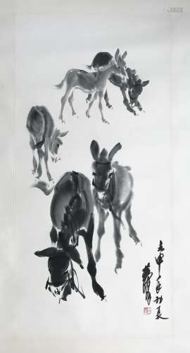 CHINESE SCROLL PAINTING OF DONKEY