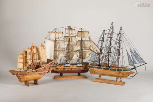 Group of Vintage Wood Ships