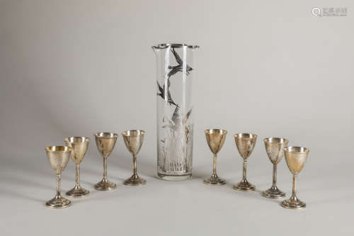 Set Of Nine Pieces Wine Glass And Cups