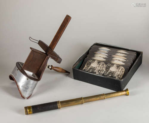 Group Of  Late 19th 3D Stereoscope& Cards&Telescope