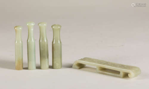 Group of Five Pieces Antique Jade
