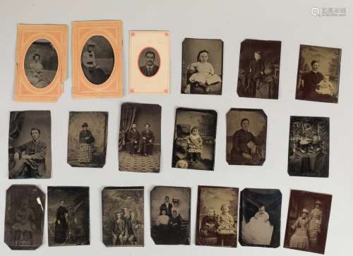 Collection Of Antique Tin Type Metal Photograph