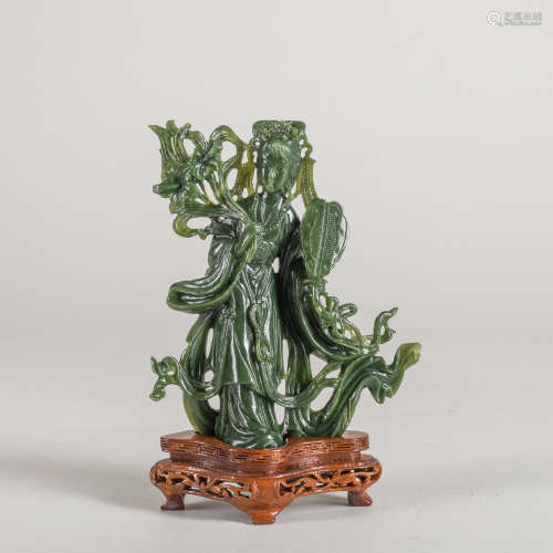 Antique/Vintage Spinach Jade Figure