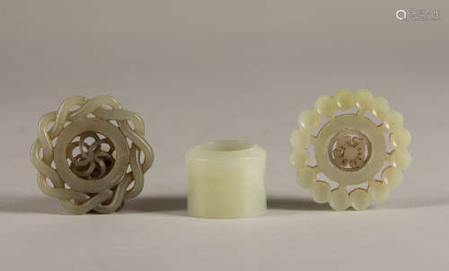 Group of Three Pieces Antique Chinese Jade