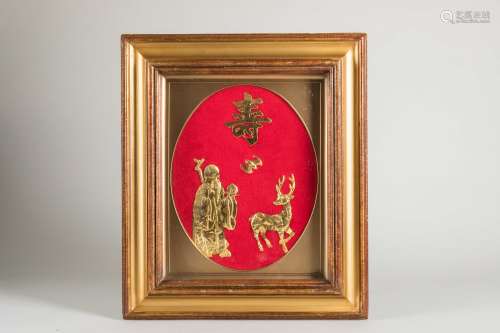 Chinese Antique/Vintage 24 K Gold Foil In Picture Frame
