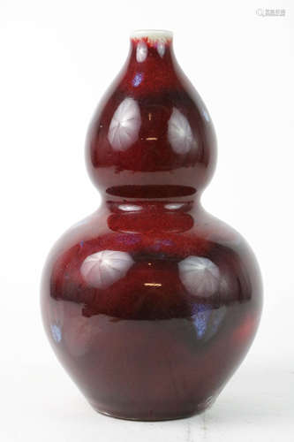 Chinese Red Glazed Gourd Shape Vase