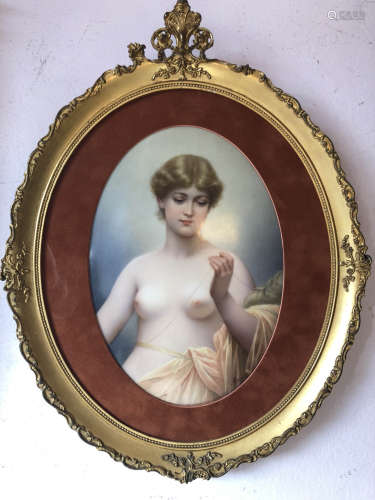 Germany KPM Porcelain Plaque of a Nude Girl,Signed