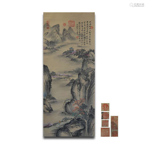 Chinese Ink/Color Scroll Painting,Signed