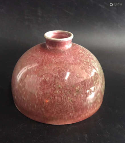 Chinese Red Bean Color Squat Vase