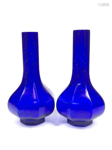 Pair Of Blue Porcelain Vase