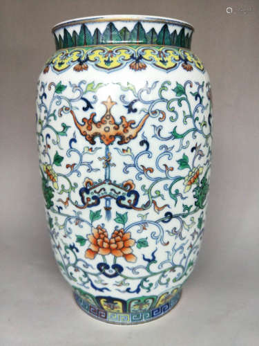 Chinese Blue/White Famille Verte Porcelain Vase