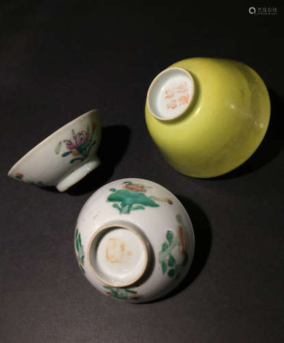 Three Of Republic Period Porcelain Bowl