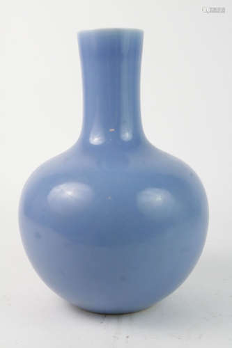 Chinese Blue Glazed Tian QIu Shape Vase