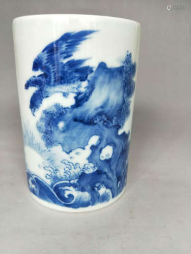 Chinese Blue And White Porcelain Brush Holder