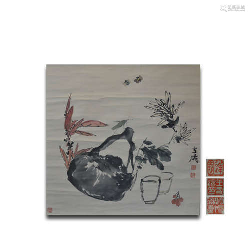 Chinese Ink Color Scroll Painting, Signed