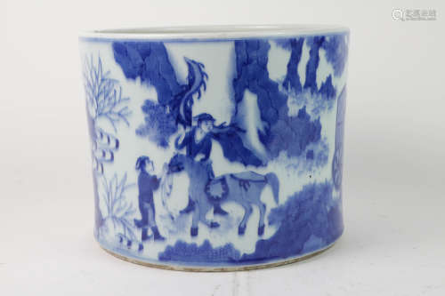 Large blue and white Porcelain Brush Pot