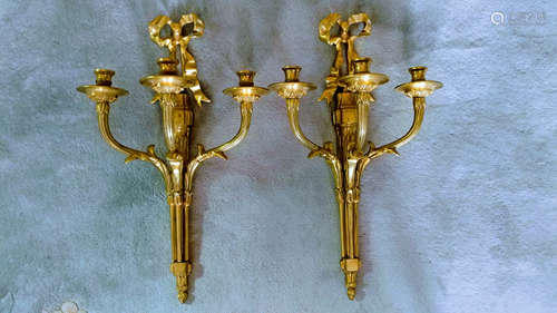 Gilt Bronze Wall Sconces,Electrified.