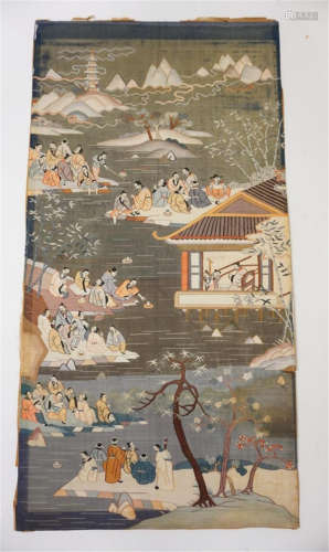 CHINESE KESI PAINTING OF IMMORTALS TOGETHERING