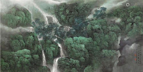 乐震文 丙戌（2006）年作 空山新雨 镜片 设色纸本