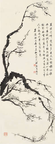 高垲 癸酉（1813）年作 老树新花 屏轴 水墨纸本