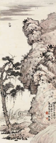 姚华 乙丑（1925）年作 洞庭山色 屏轴 设色纸本