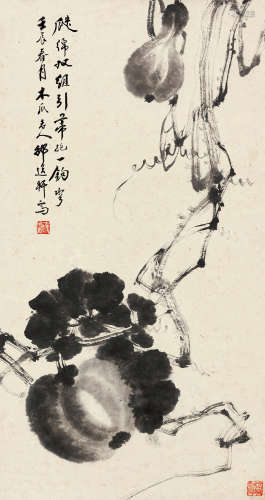 邵逸轩 壬辰（1952）年作 瓜瓞绵绵 立轴 水墨纸本
